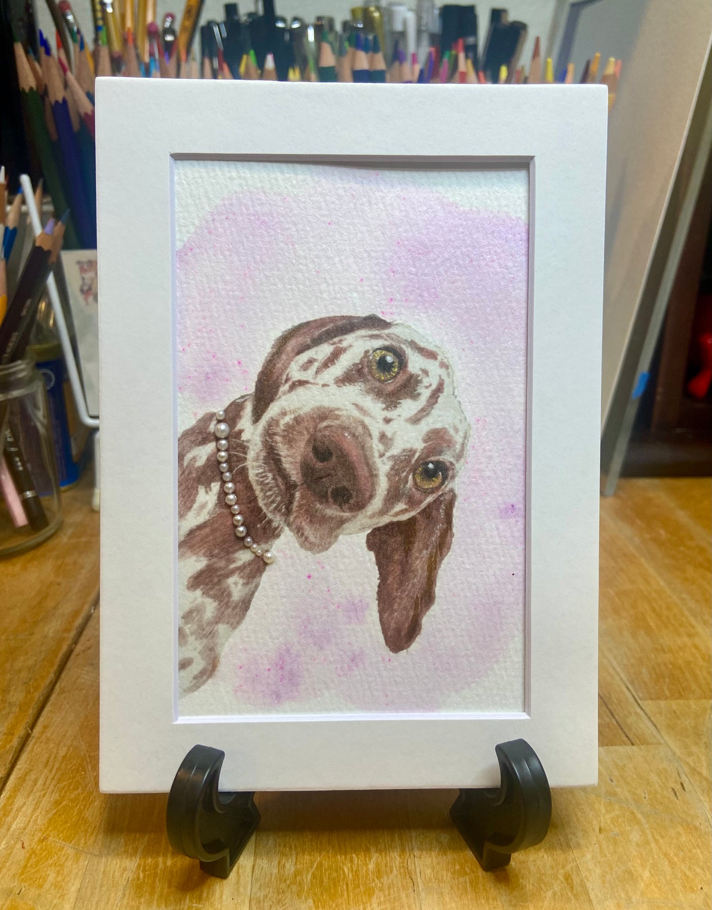 I See You Dog Embellished print, pet art, funny dog decor, dog owner, trendy dog art, handmade art