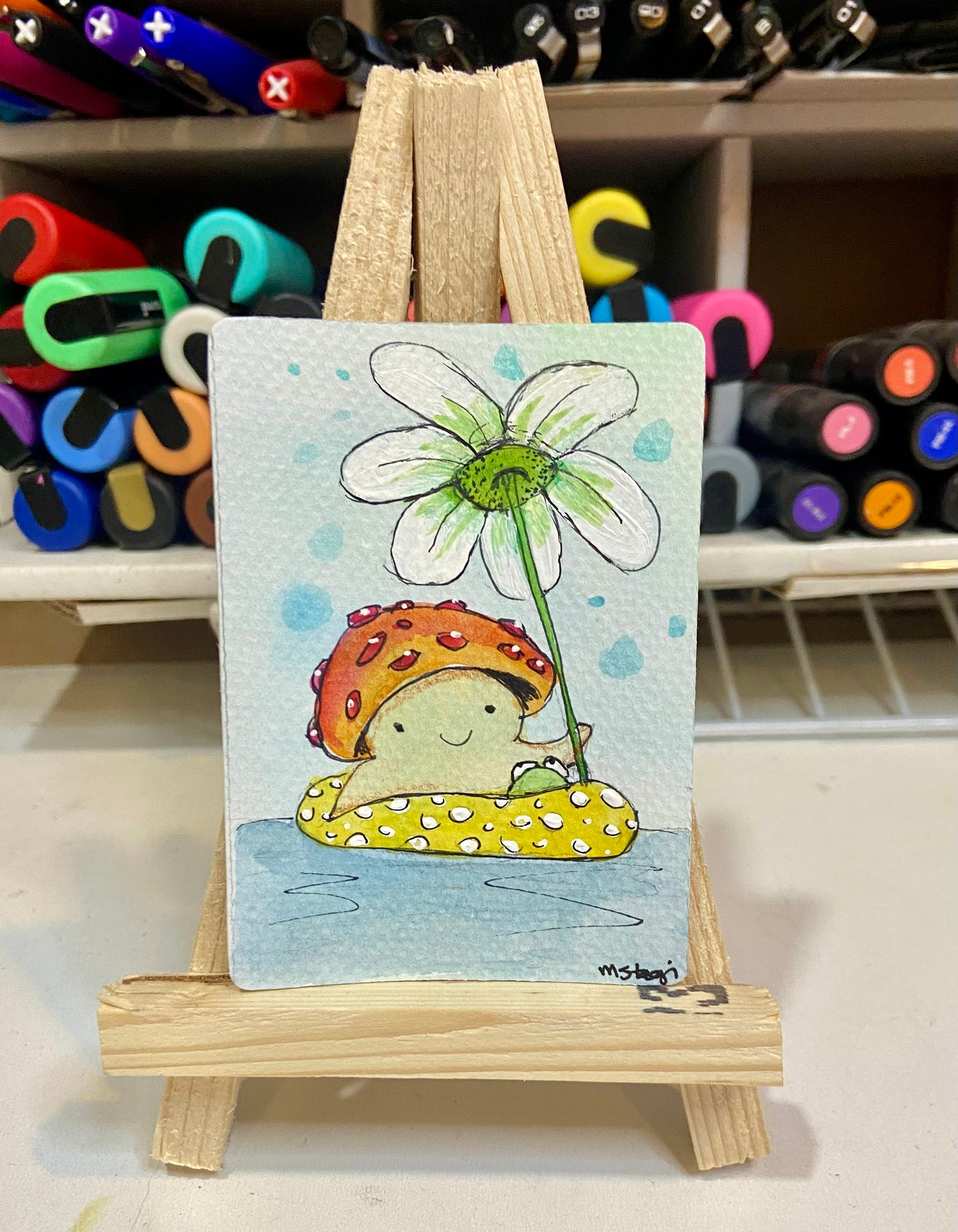 ACEO Limited Edition Print Watercolor Mushroom Dude 2.5 x 3.5