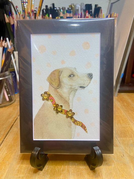 Side Eye Dog embellished print, dog decor, dog owner, trendy dog art, handmade art