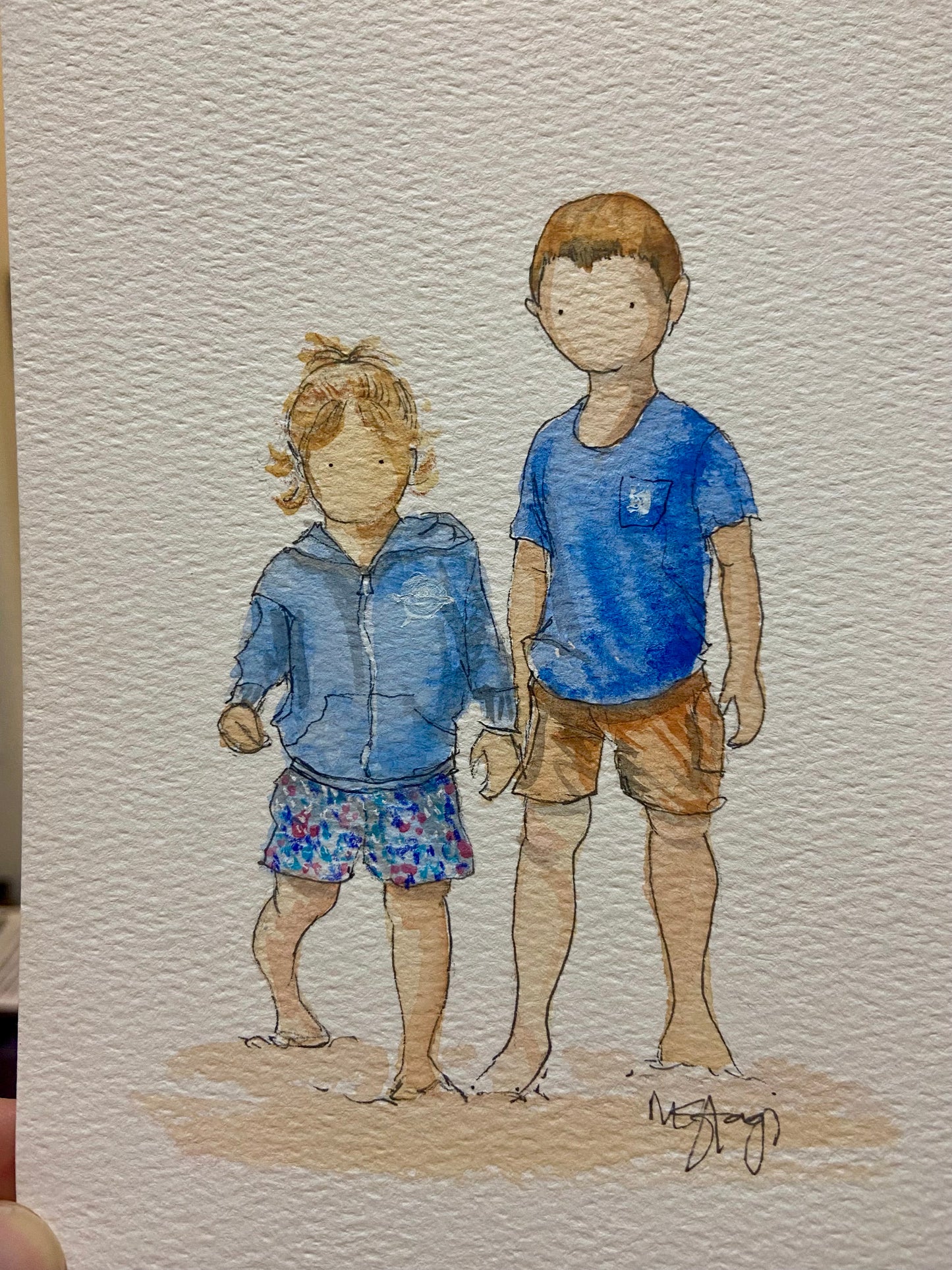 Custom Faceless Watercolor Illustration from Photo, hand painted illustration, Family Portrait, Personalized gift