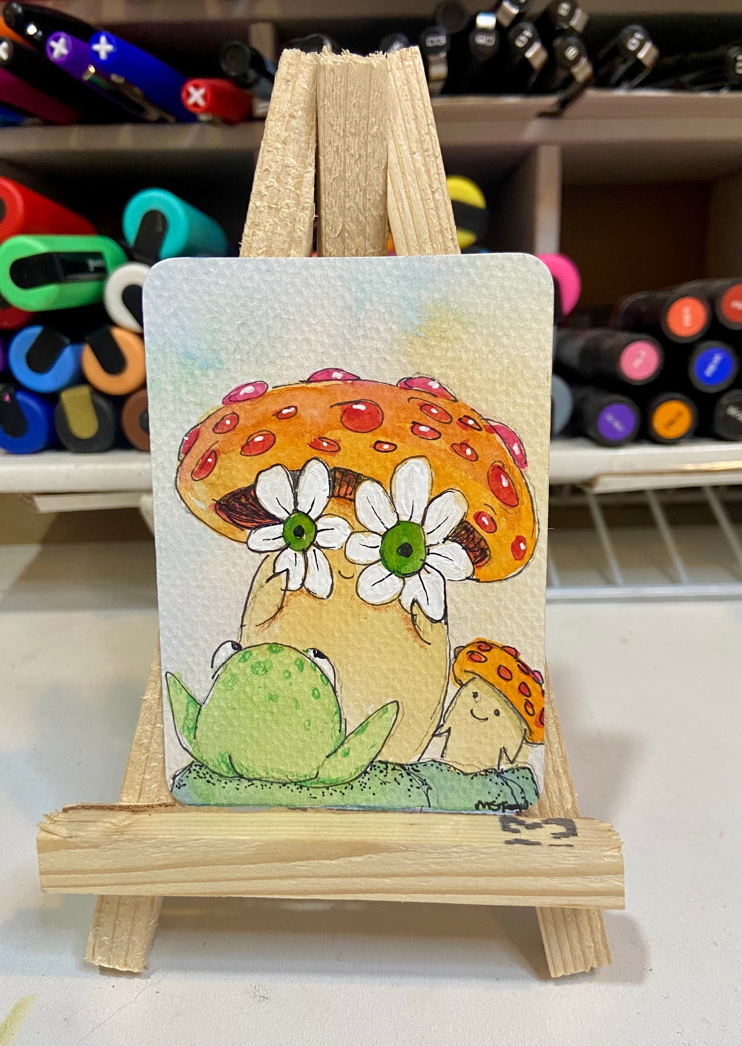 ACEO Limited Edition Print Watercolor Mushroom Dude 2.5 x 3.5