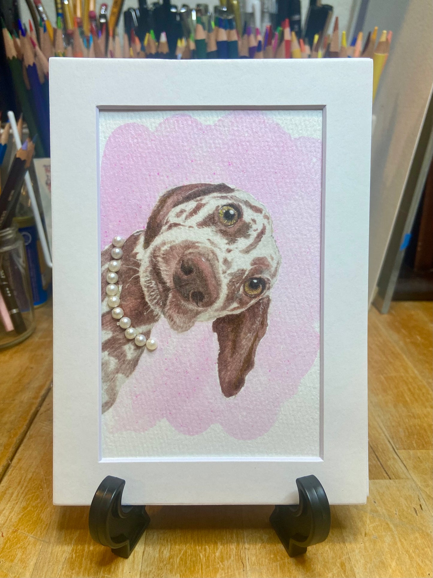 I See You Dog Embellished print, pet art, funny dog decor, dog owner, trendy dog art, handmade art