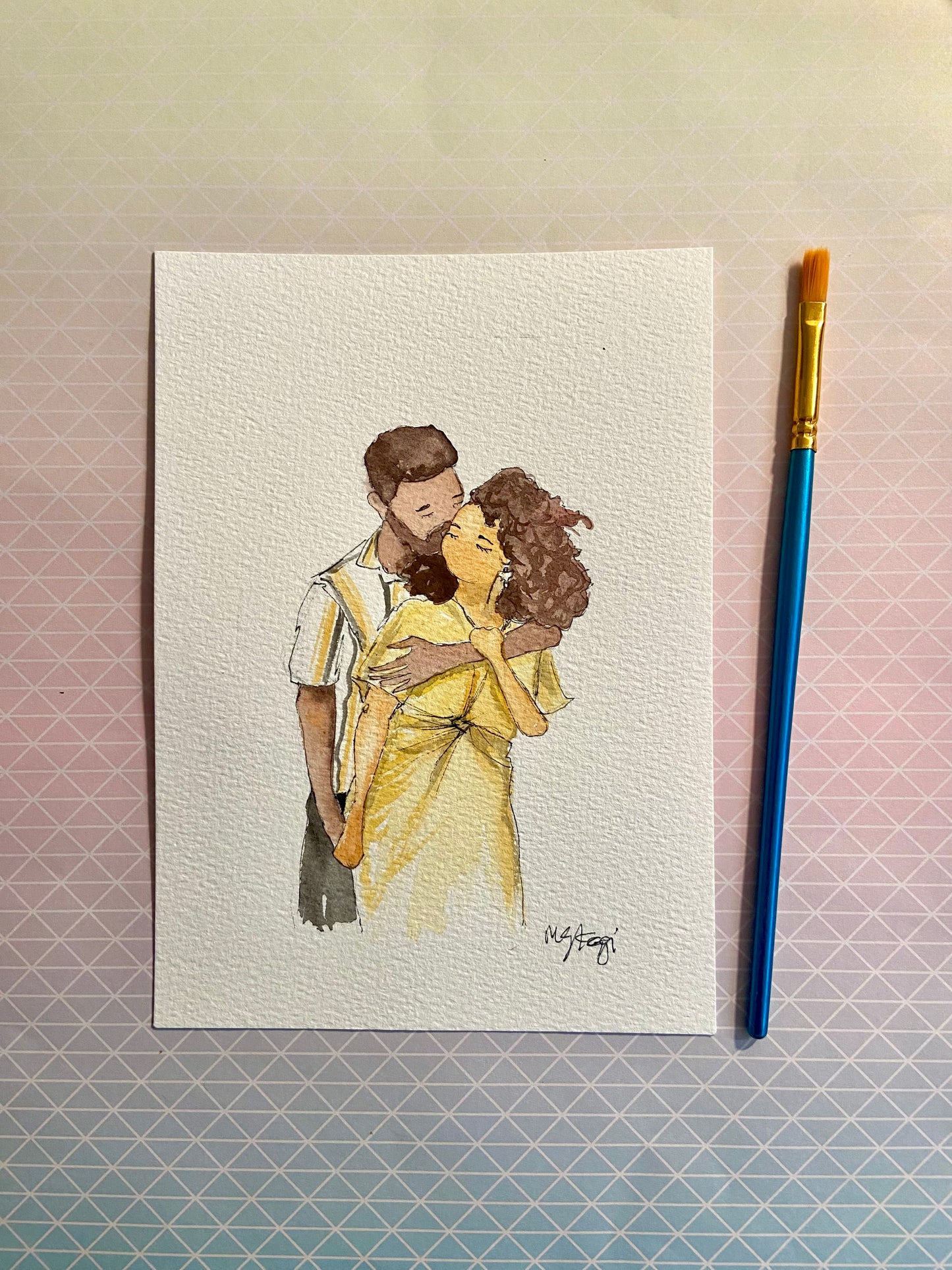 Custom Faceless Watercolor Illustration from Photo, hand painted illustration, Family Portrait, Personalized gift