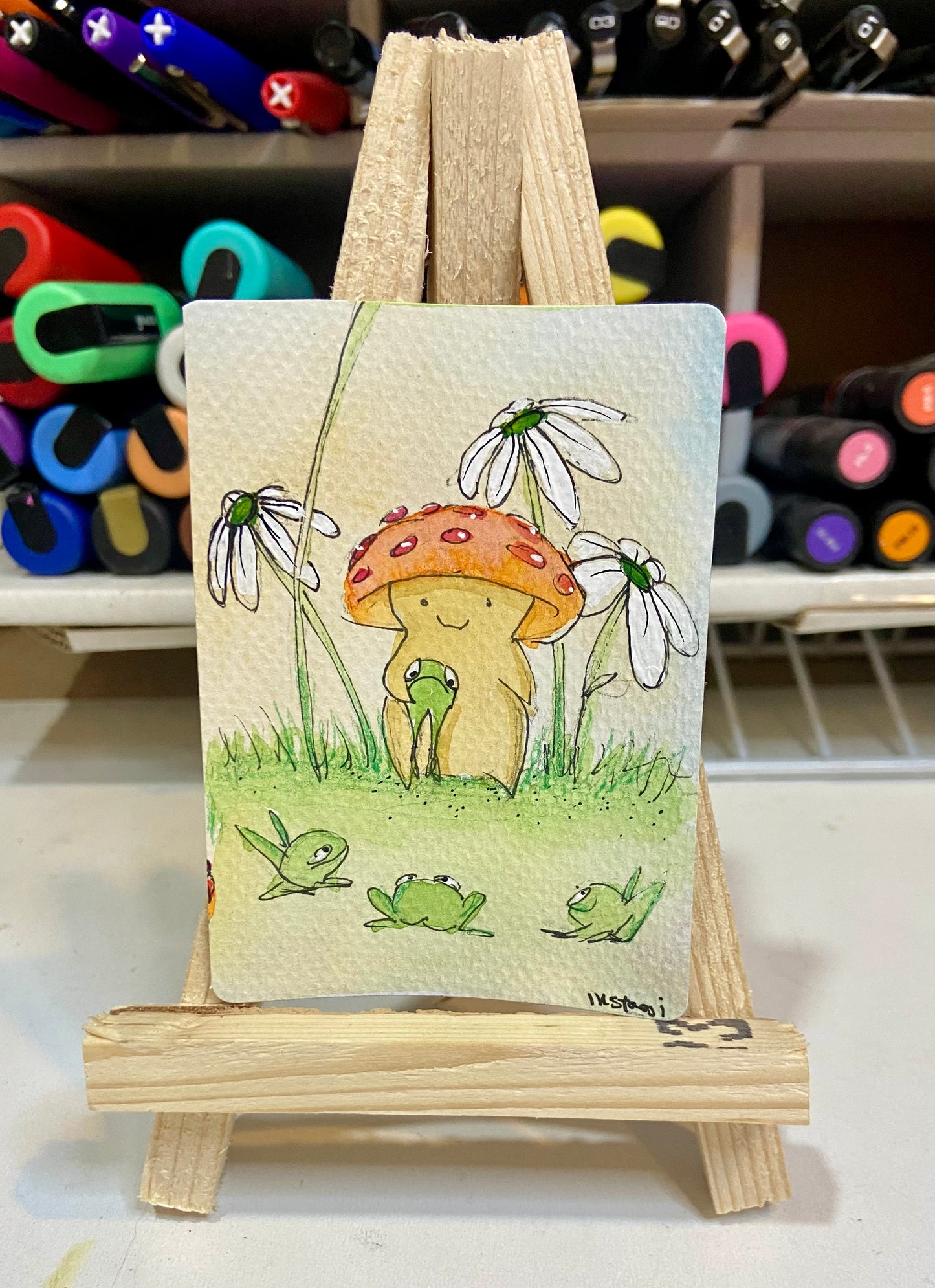 ACEO Limited Edition Print Watercolor Mushroom Dude 2.5 x 3.5