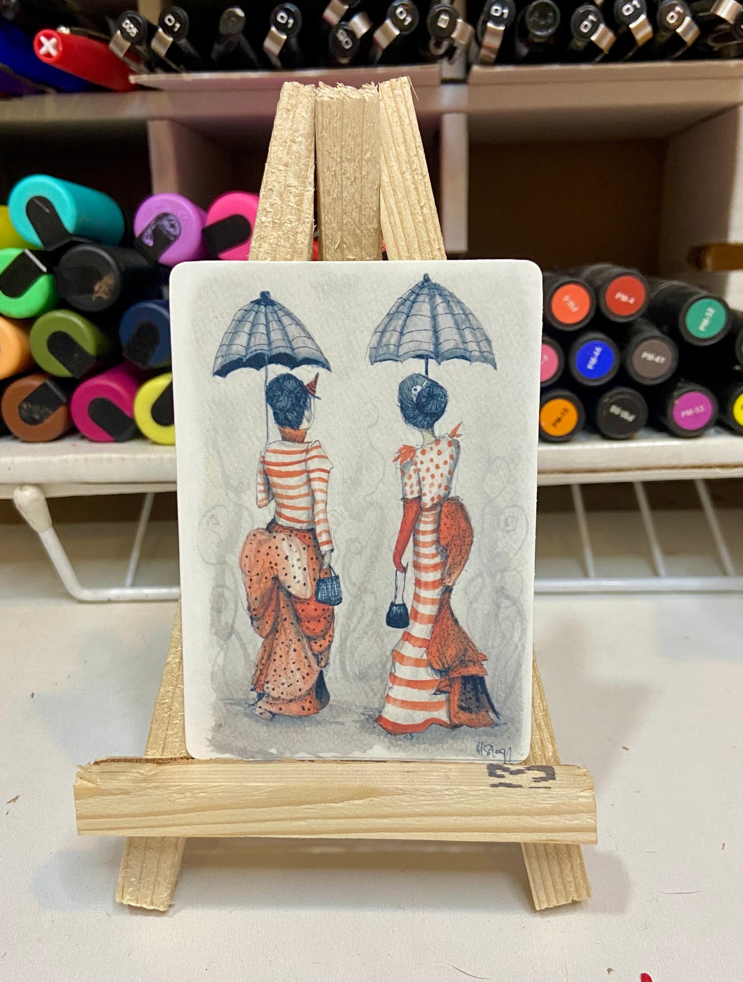 ACEO Limited Edition Print Watercolor Witch Sisters 2.5 x 3.5