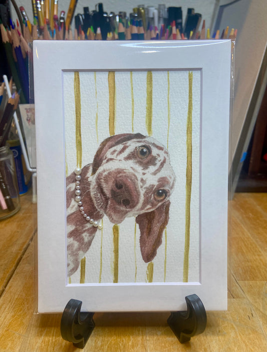 I See You Dog Embellished print, pet art, funny dog decor, dog owner, trendy dog art, handmade art