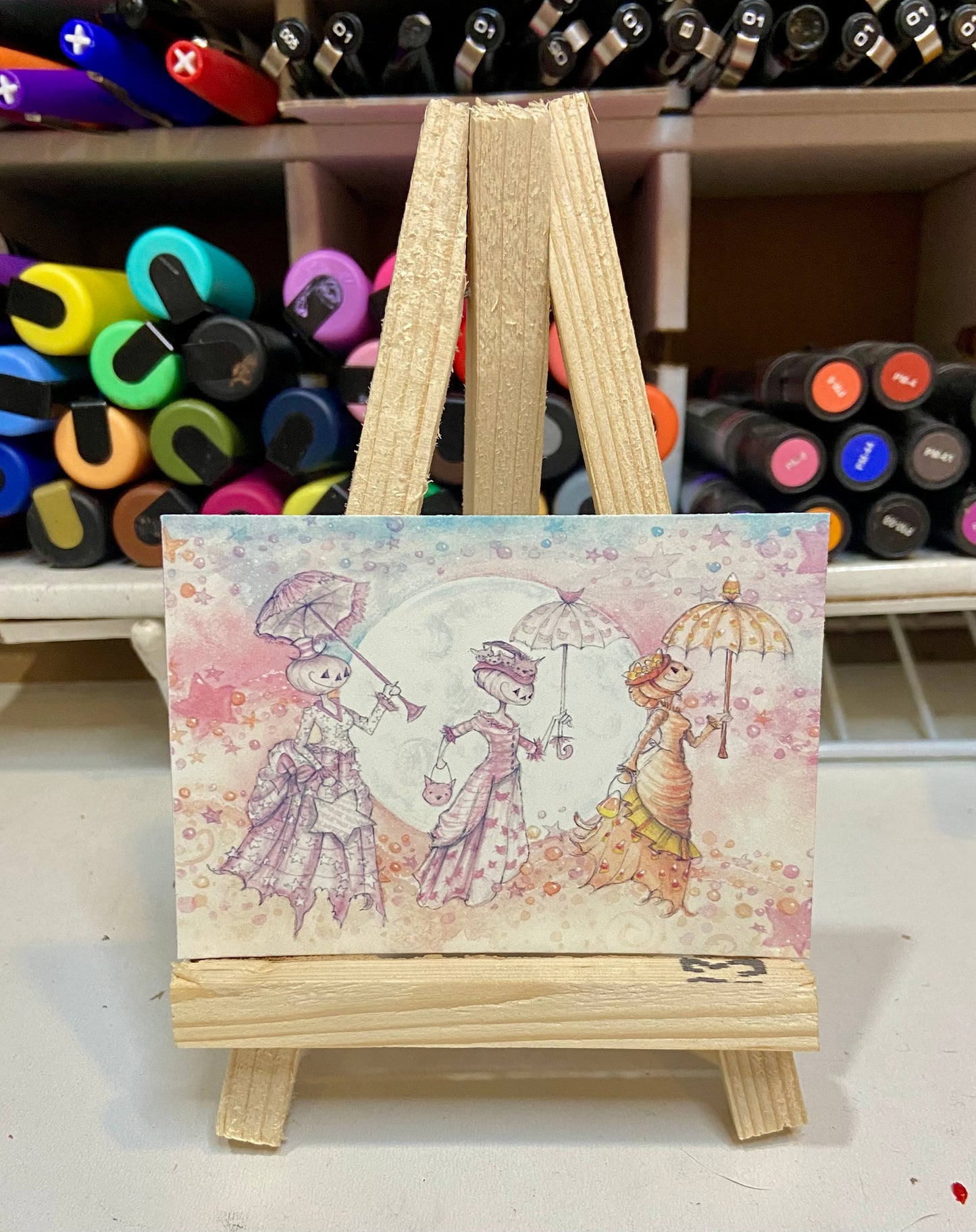 ACEO Limited Edition Print Watercolor Pumpkin Flyers 2.5 x 3.5