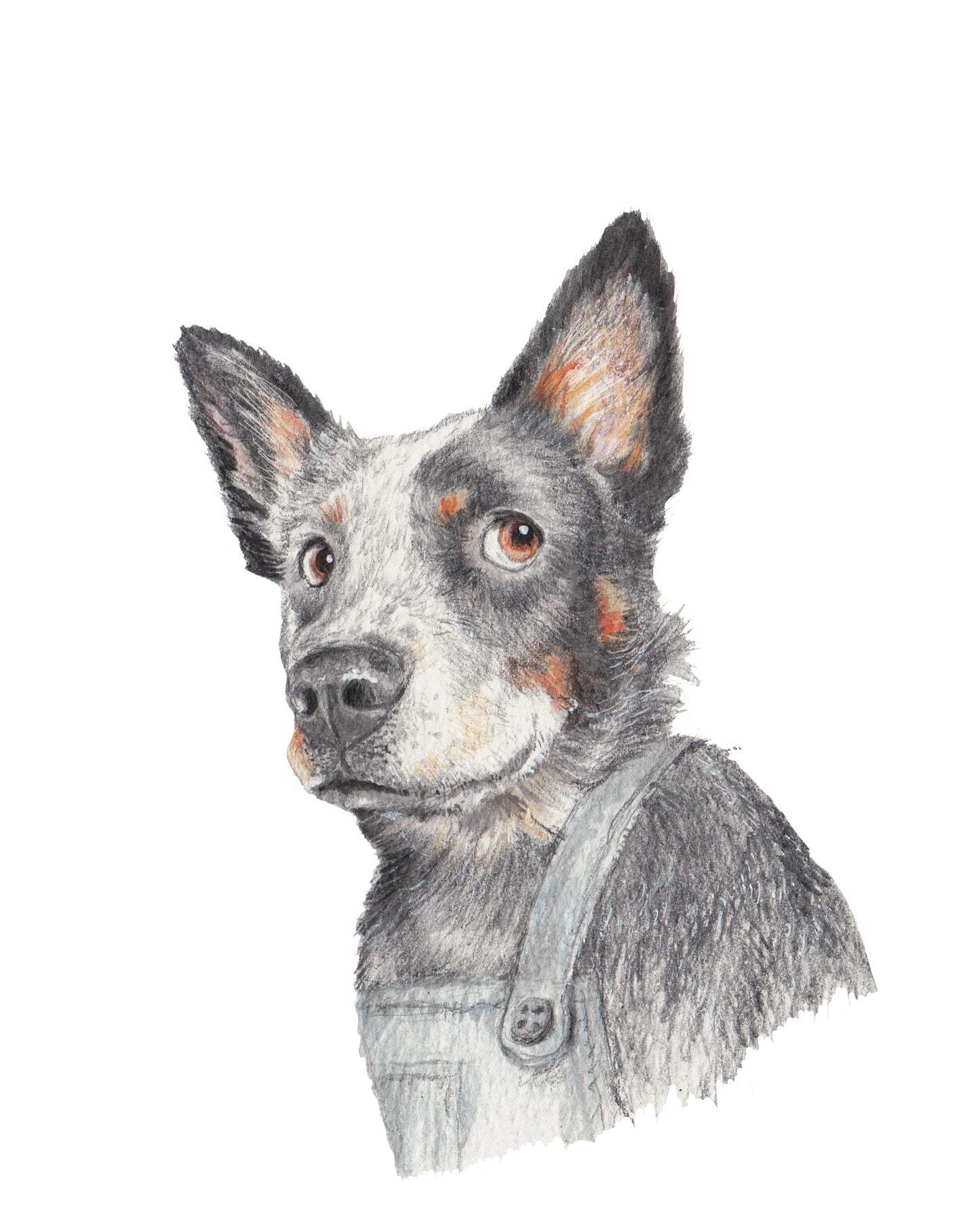 Shepard Dog in Overalls Print, dog print, dog art, pet parent gift