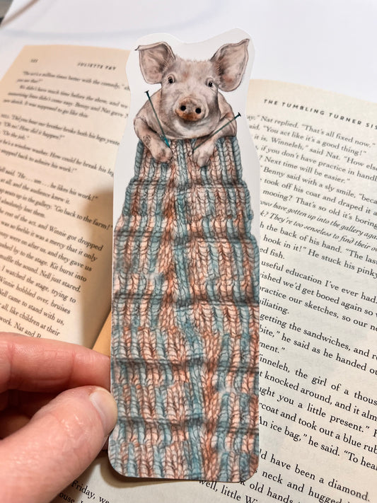 Knitting Pig Bookmark