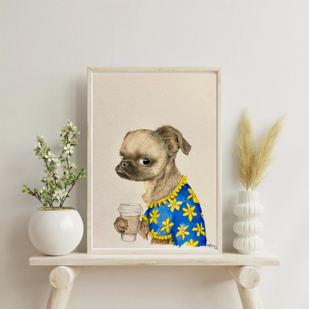 Coffee Dog Print, Coffee theme Print, Dog Sarcasm, Dog Parent, Funny dog
