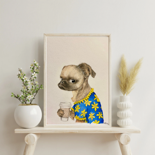 Coffee Dog Print, Coffee theme Print, Dog Sarcasm, Dog Parent, Funny dog