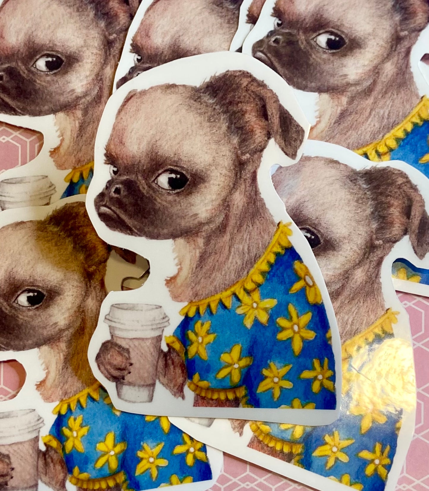 Coffee Dog Sticker Journal Sticker Laptop Sticker, Coffee theme Sticker