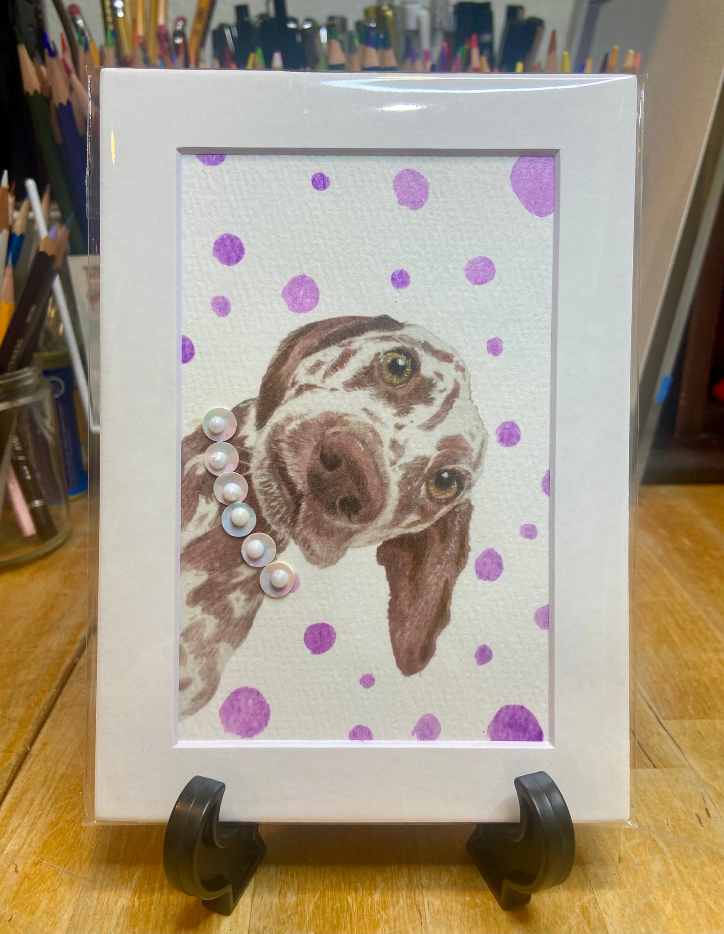 I See You Dog Embellished print, pet art, funny dog decor, dog owner, trendy dog art, handmade art