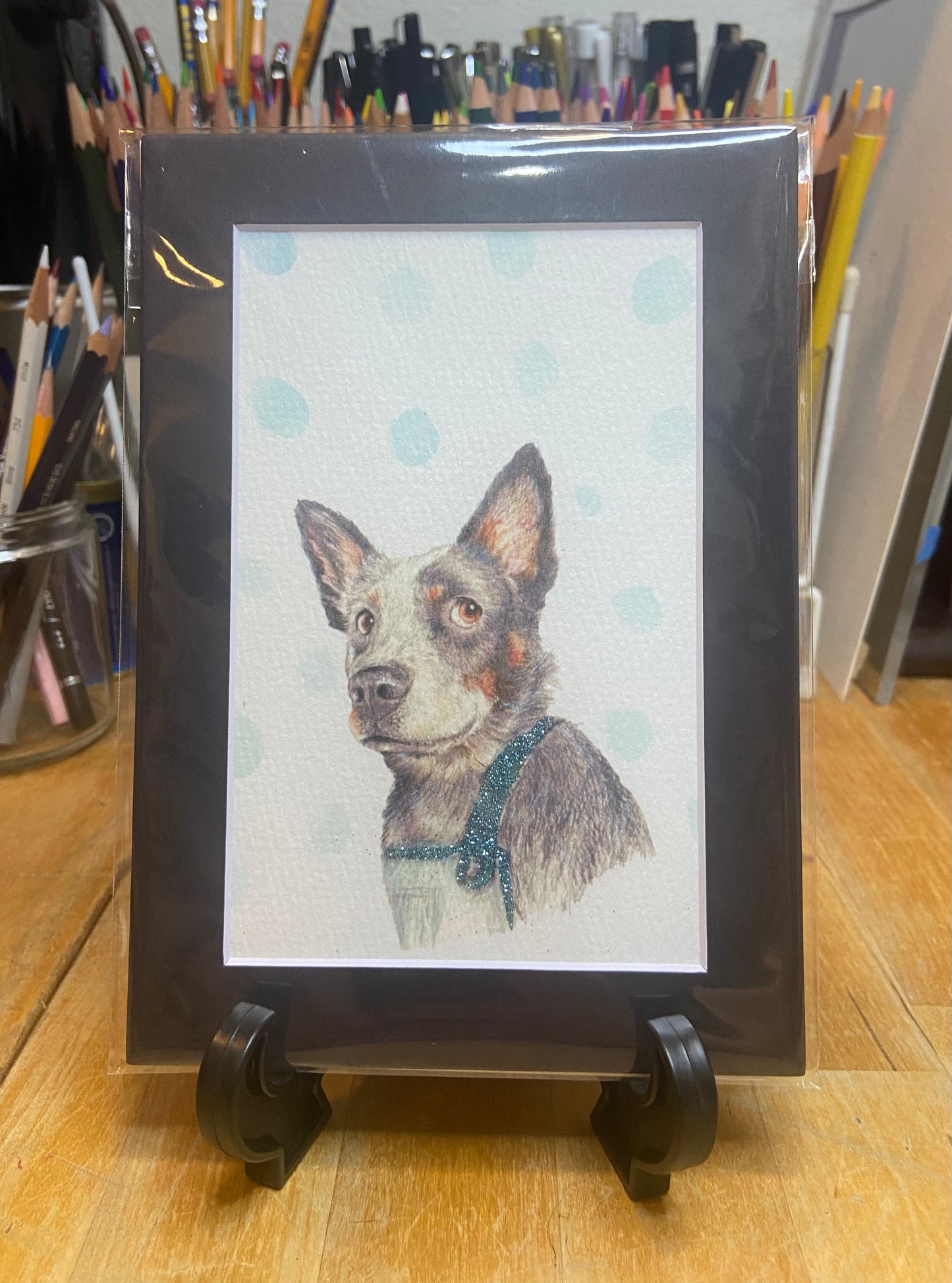 Shepard Dog embellished print, funny dog decor, dog owner, trendy dog art, handmade art