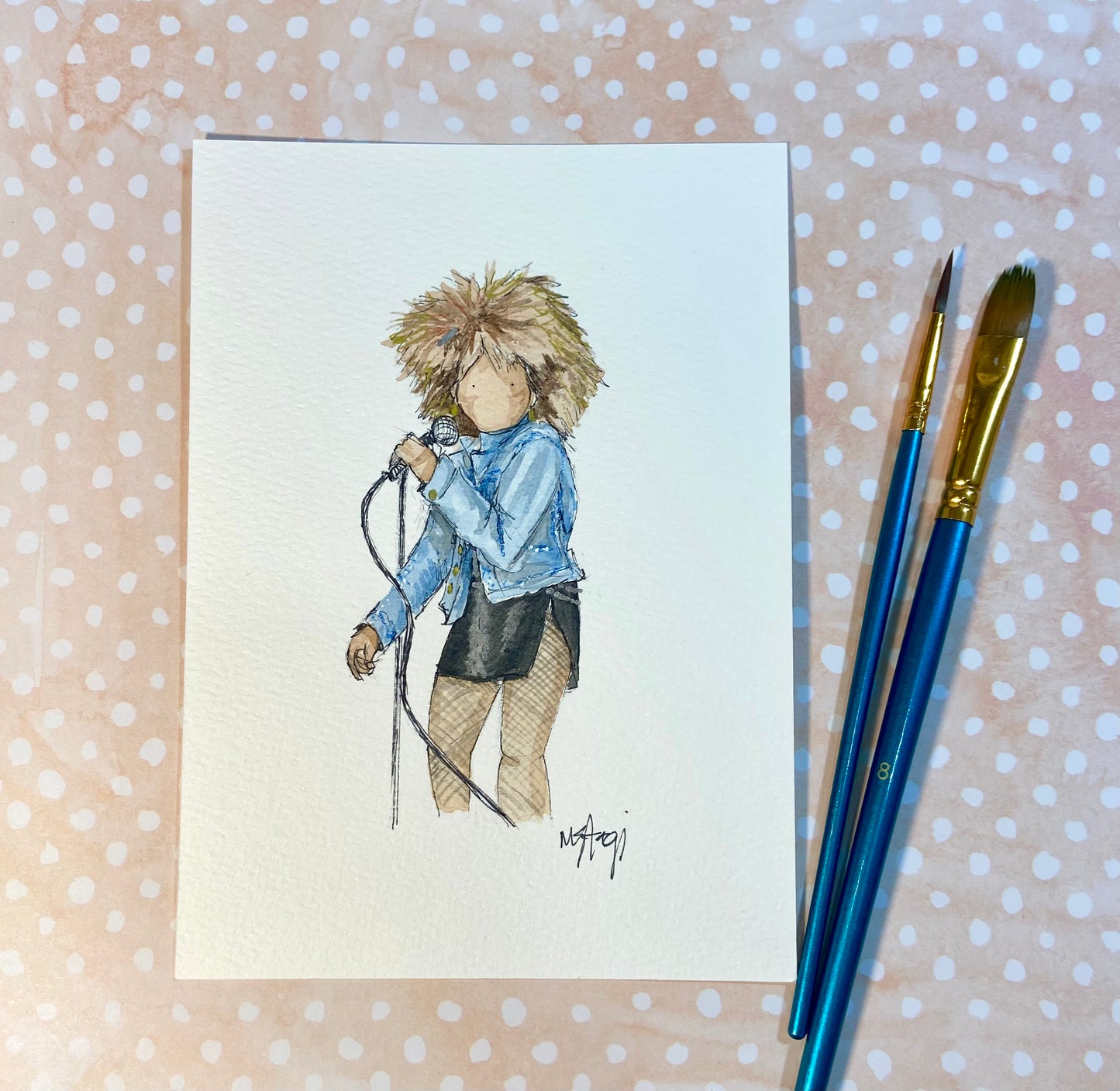 SOLD - ORIGINAL Tina Fan Art , watercolor painting Tina Turner wall art, Tina Turner Fan
