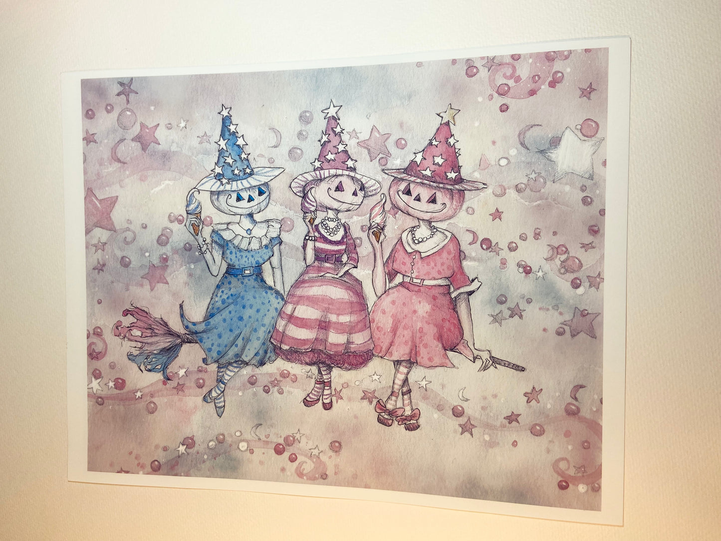 Ice Cream Run Print Witch Print, Spooky Witch Decor, Halloween Decor, Pastel Halloween Decor Vintage Halloween Painting Vintage Witch Wall Art