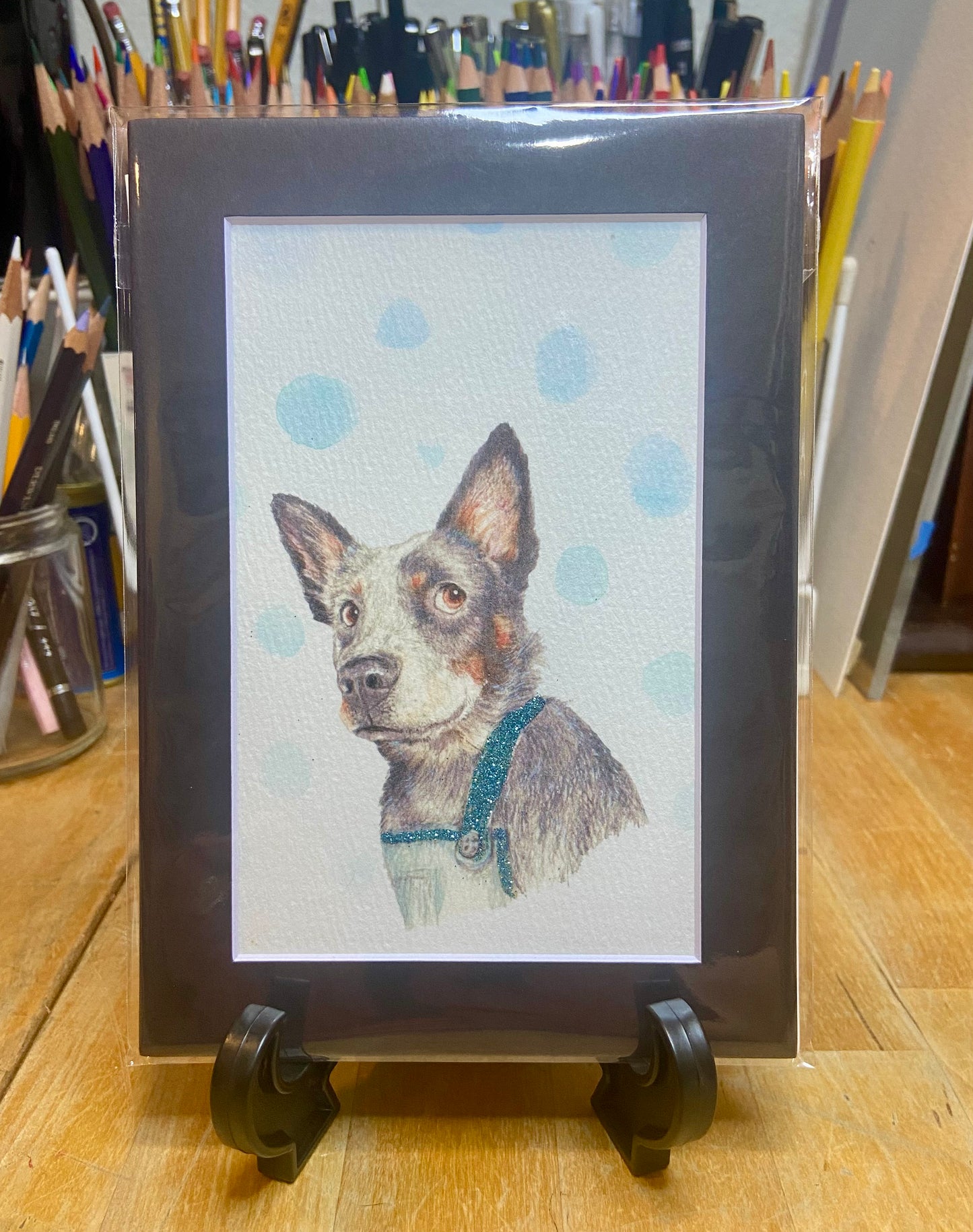 Shepard Dog embellished print, funny dog decor, dog owner, trendy dog art, handmade art