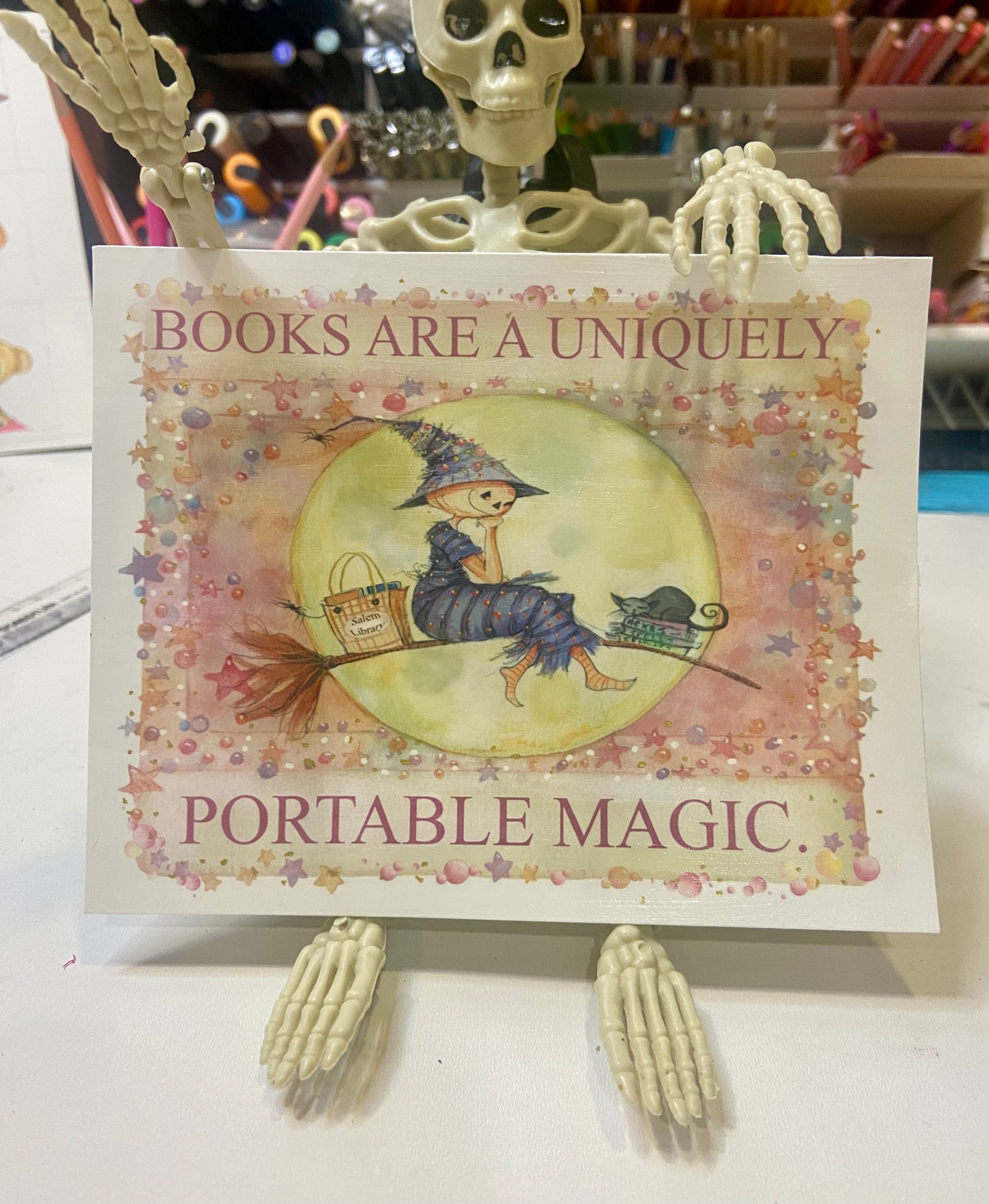 NEW! Hattie's Library Run Print, Spooky Art Decor, Witchy Halloween Decor Witchy Friends, Summerween, pumpkin art