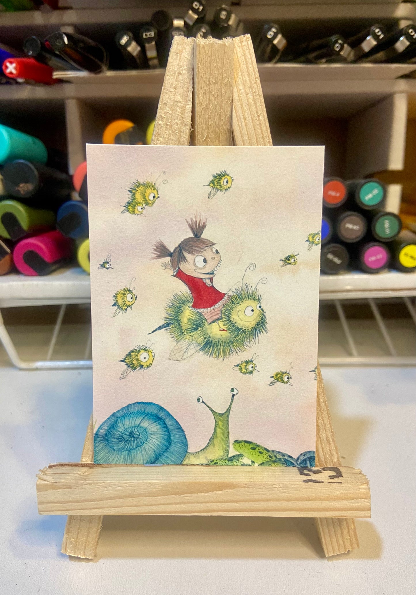 ACEO Limited Edition Print Watercolor Bee Girl 2.5 x 3.5