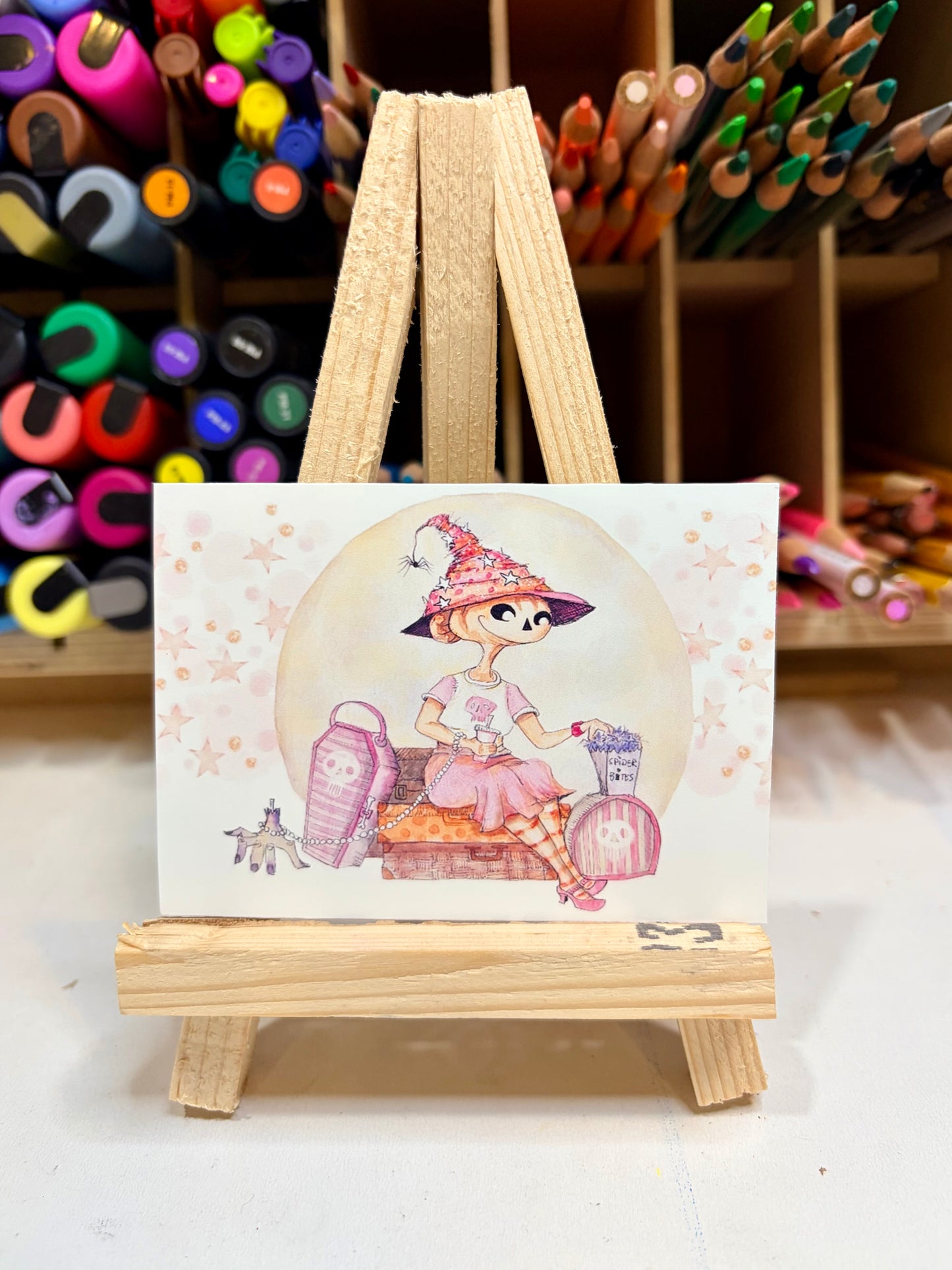 ACEO Limited Edition Print Watercolor Halloween Hattie’s Trip 2.5 x 3.5