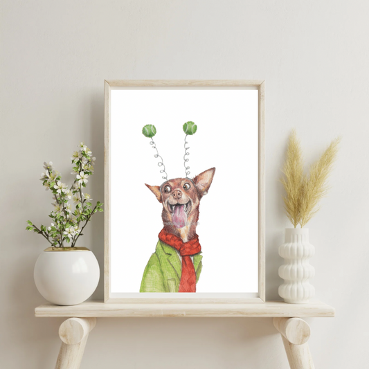 Happy Dog Print, Dog parent, Funny dog, chihuahua art, pet parent, dog