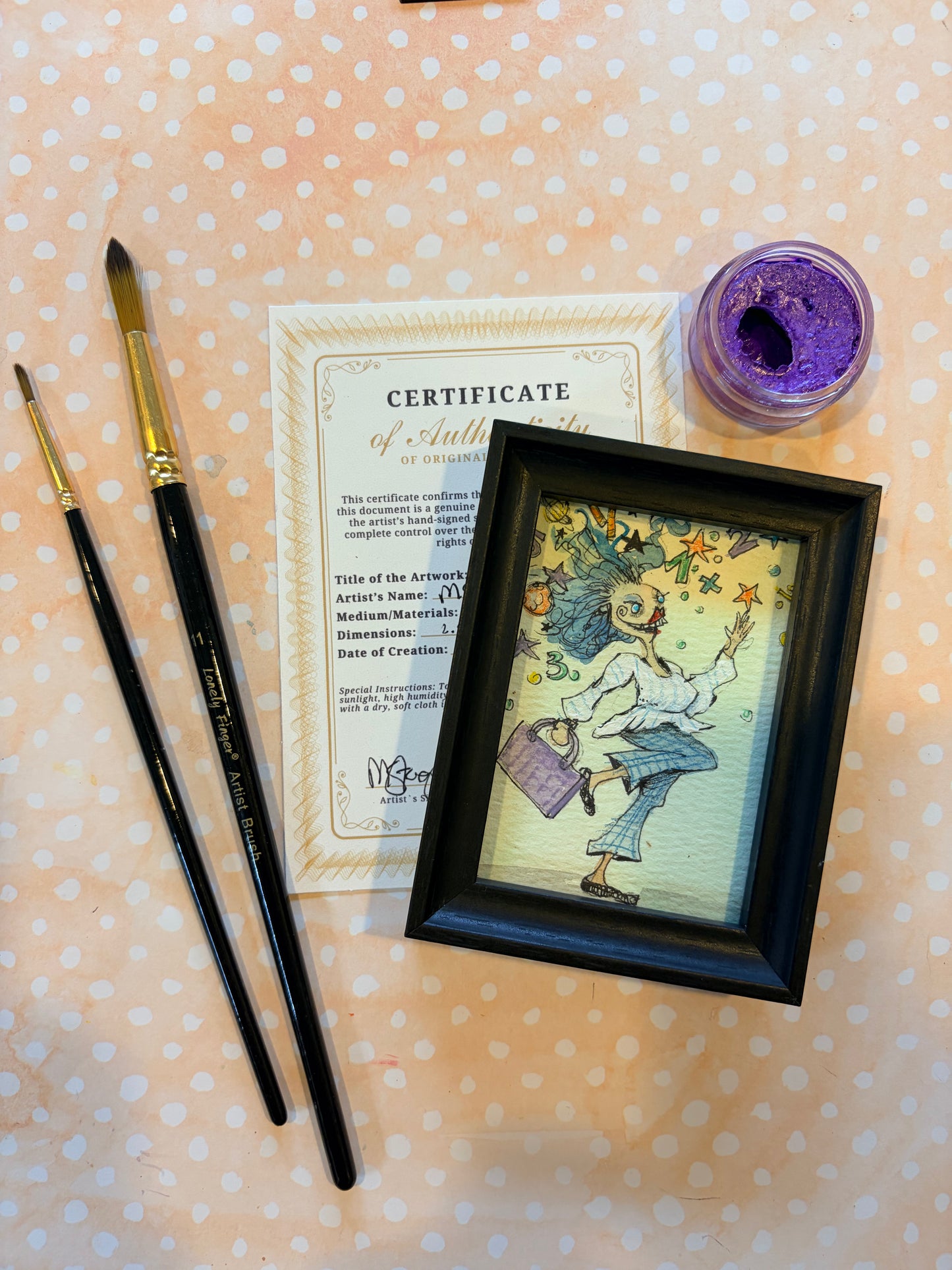 Mini Colorful, Delightfully Spooky Custom Whimsical Portrait – Personalized Fairytale Illustration Art – Magical Gift for Kids, Couples, & Families, ACEO, Custom Mini Art Made to Brighten Your Holidays