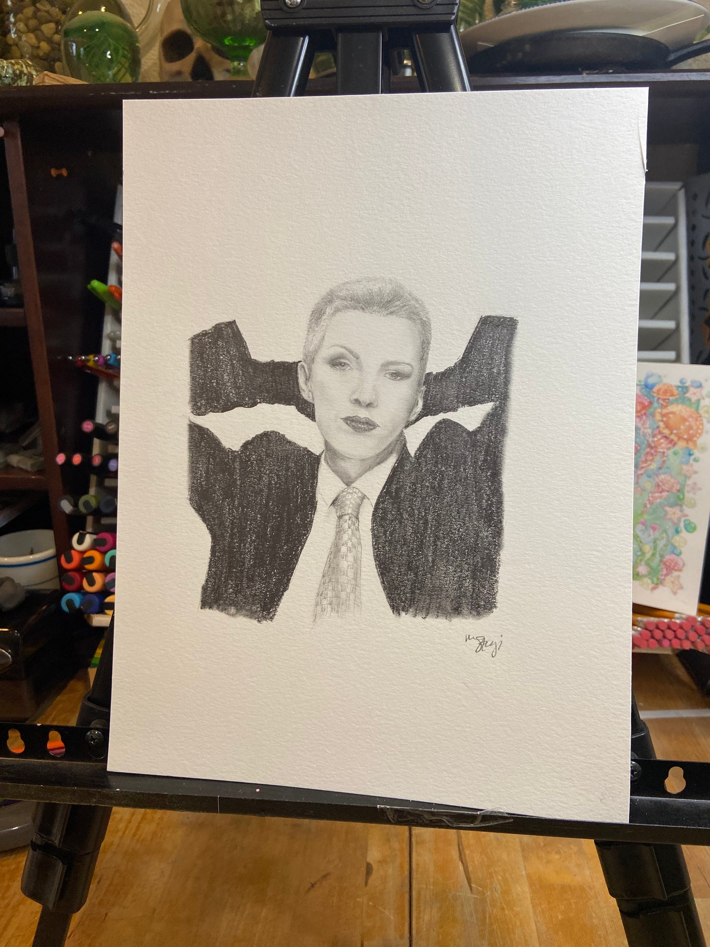 ORIGINAL- Pencil portrait fan art of Annie Lennox