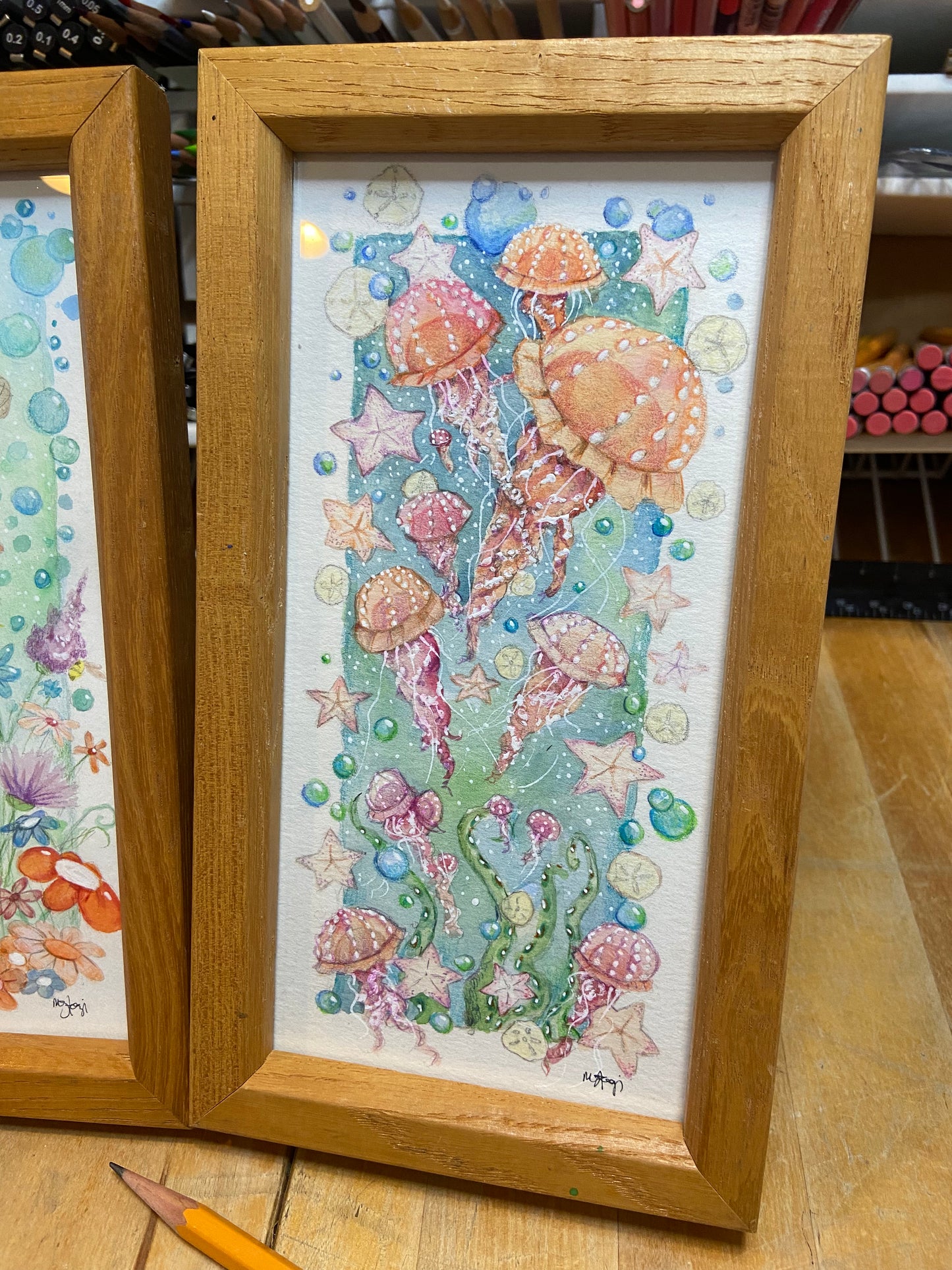 Land & Sea Watercolor Paintings, Original Sea Art, Flower Art, Spring Decor