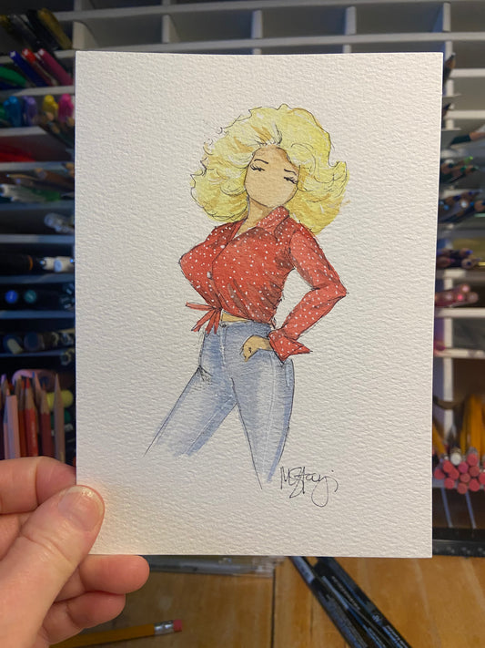 ORIGINAL Dolly Parton Fan Art, Watercolor painting, tribute art Country Music Legend, Music Poster, Wall Art Home Decor, Fan Art, Man Cave