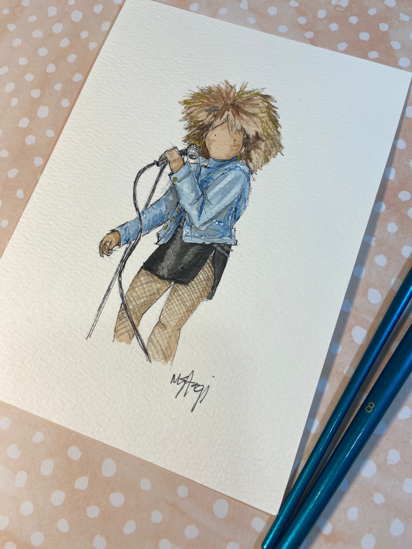 SOLD - ORIGINAL Tina Fan Art , watercolor painting Tina Turner wall art, Tina Turner Fan
