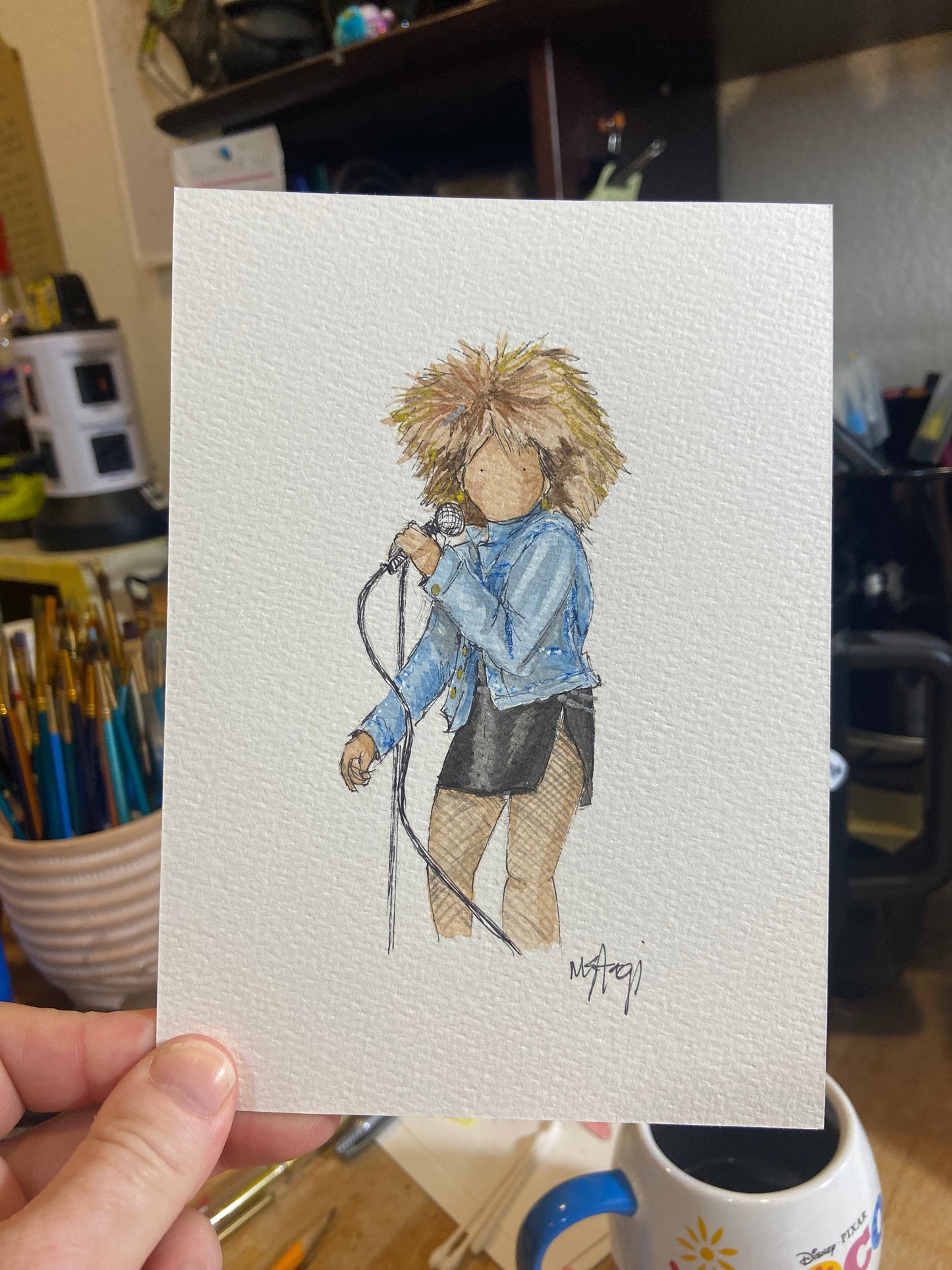 SOLD - ORIGINAL Tina Fan Art , watercolor painting Tina Turner wall art, Tina Turner Fan