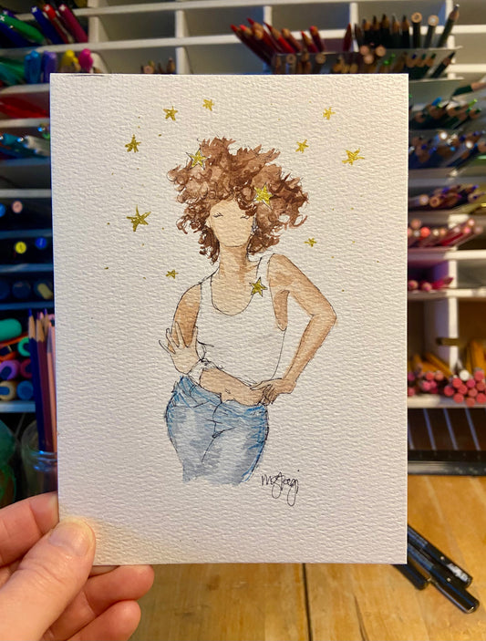 Whitney Houston Fan Art, Original Art, music icon art, fancy surrealistic art