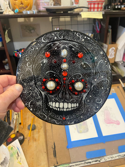 Spooky Special Sale - Spooky Skull with Red Highlights Mixed Media