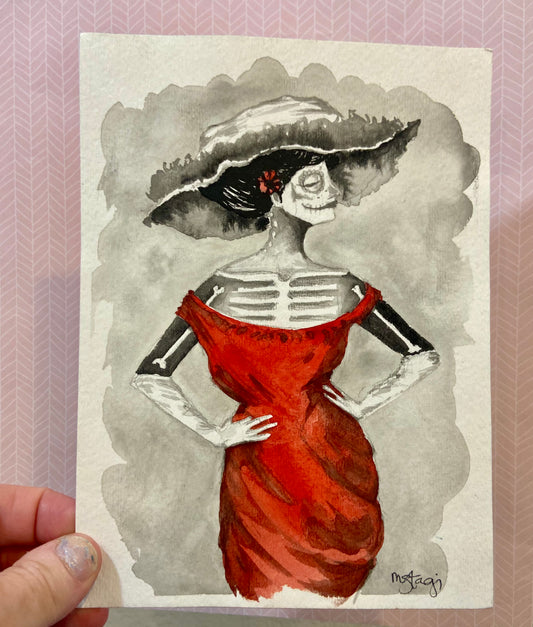 Spooky Special Sale - Dia de Los Muertos Original Watercolor Halloween Art