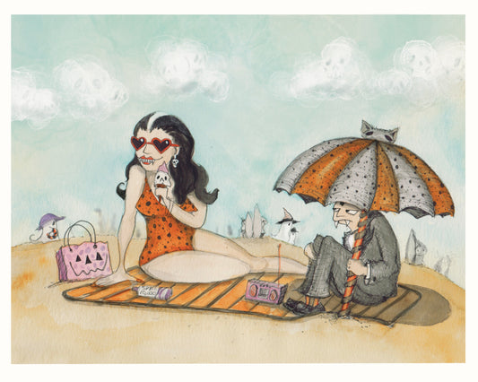NEW!  Noseferasun Print, Spooky Art Decor, Vampire Beach, Halloween Decor Witchy Friends, Summerween