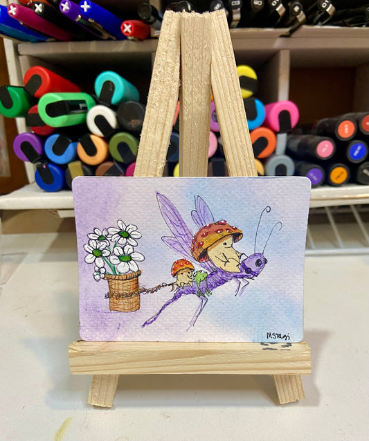 ACEO Limited Edition Print Watercolor Mushroom Dude 2.5 x 3.5