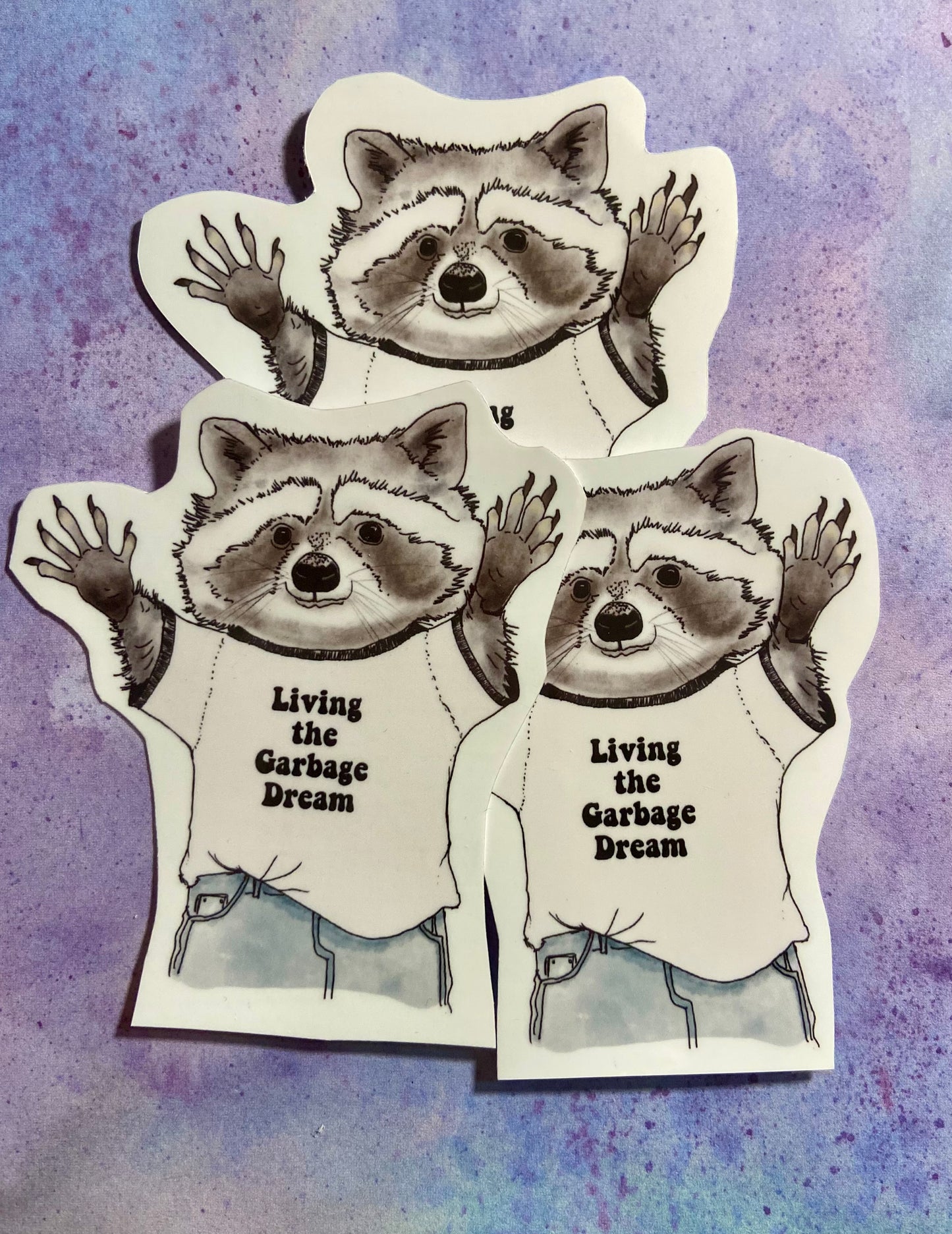 Raccoon Living the Garbage Dream Sticker