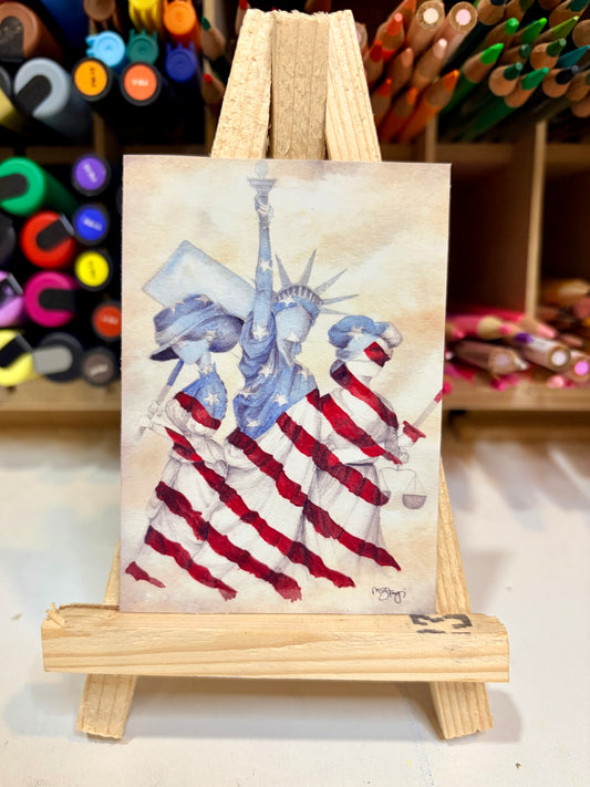 ACEO Limited Edition Prints - Liberty, Justice & Equality / Patriotic Patty 2.5 x 3.5 inch