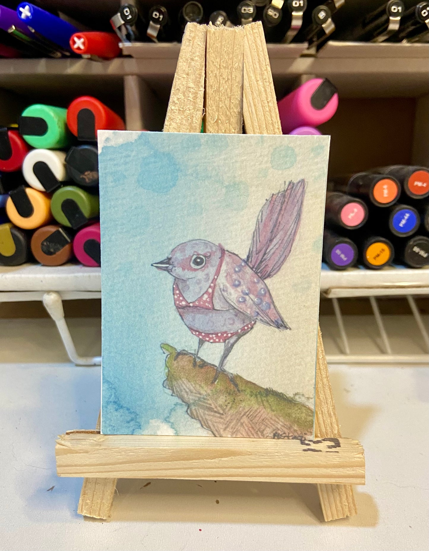 ACEO Limited Edition Print Watercolor Bird Bikini 2.5 x 3.5