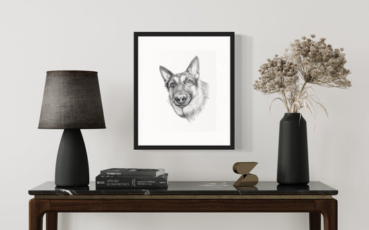 German Shepherd Dog Pencil Art Print