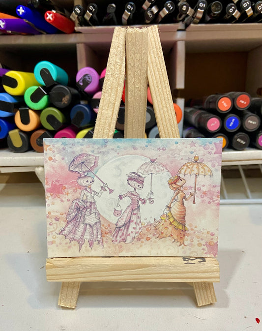ACEO Limited Edition Print Watercolor Pumpkin Flyers 2.5 x 3.5