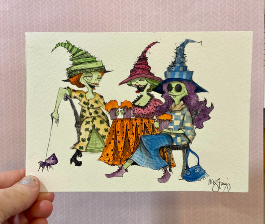 Spooky Special Sale - Witchy Brew Time - Original Watercolor Halloween Art