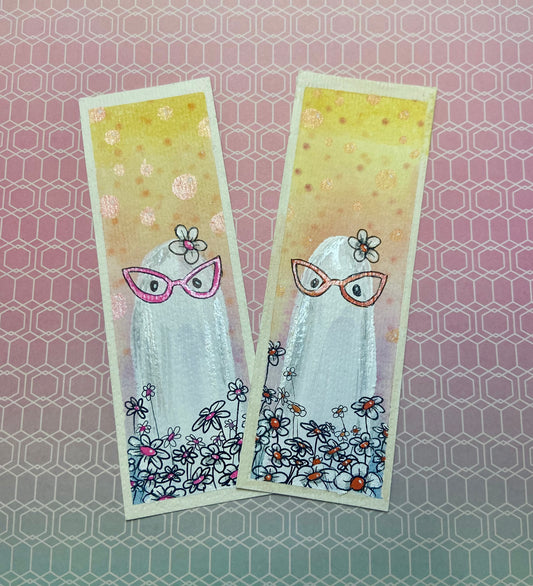 Hand-painted Ghost Glasses Bookmark Whimsical Charm Book Lovers