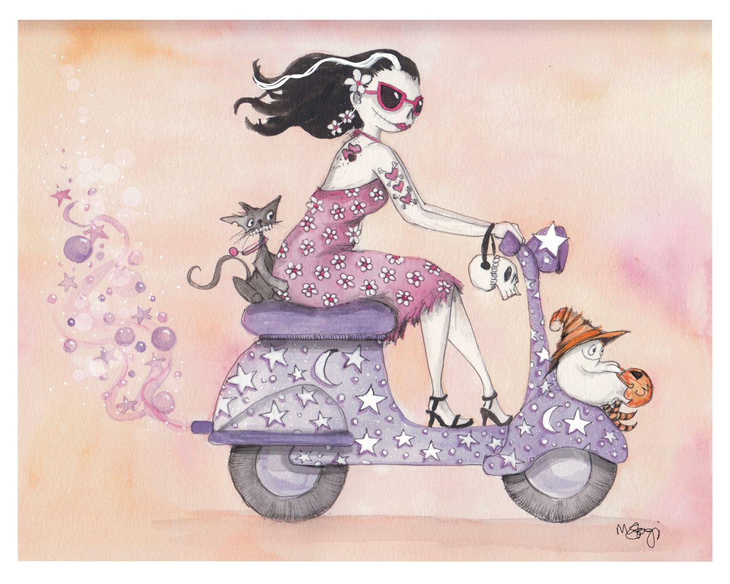 NEW! Boo Ride, Hot Ghoul Summer, Spooky Art Decor, Halloween Decor Witchy Friends, Summerween