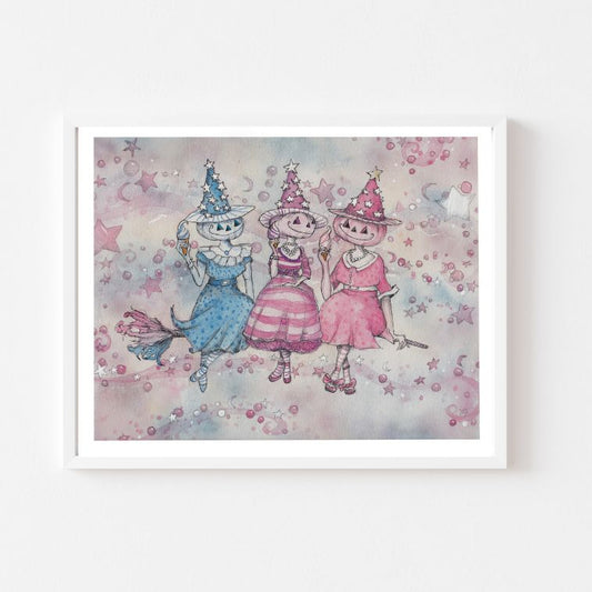 Ice Cream Run Print Witch Print, Spooky Witch Decor, Halloween Decor, Pastel Halloween Decor Vintage Halloween Painting Vintage Witch Wall Art