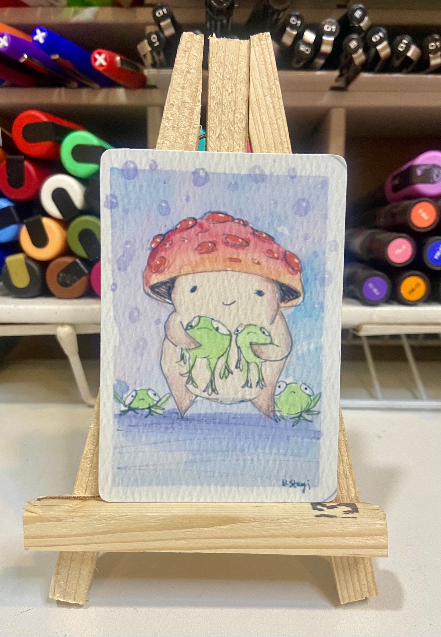 ACEO Limited Edition Print Watercolor Mushroom Dude 2.5 x 3.5