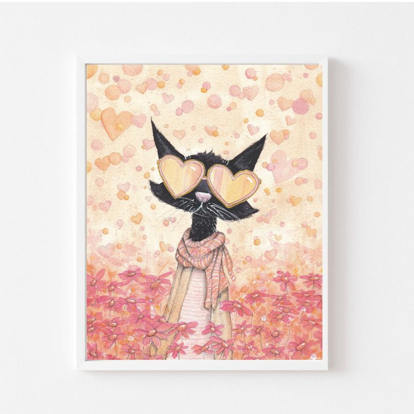 Halloween Kitty Prints Spooky Black Cat Art, Halloween Decor Spooky Fall Art