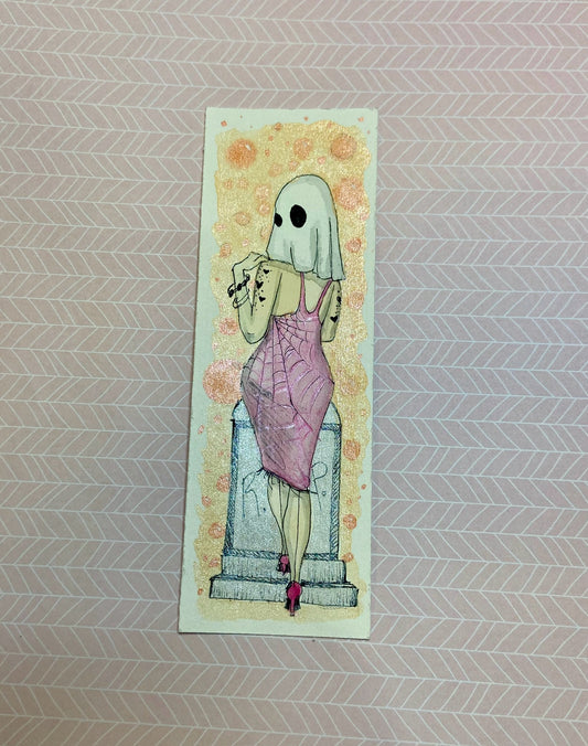 Hand painted ghost bookmark, spooky theme, halloween theme, fun book lovers gift