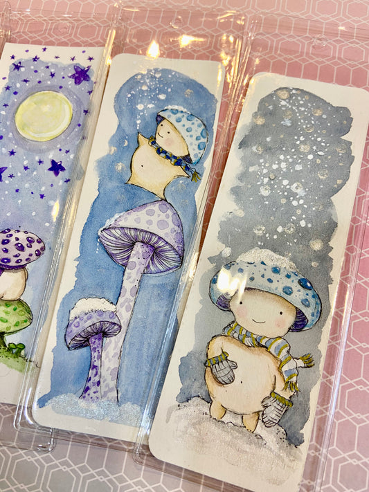 Hand painted Mushroom Sprite Bookmark Whimsical Charm Book Lovers