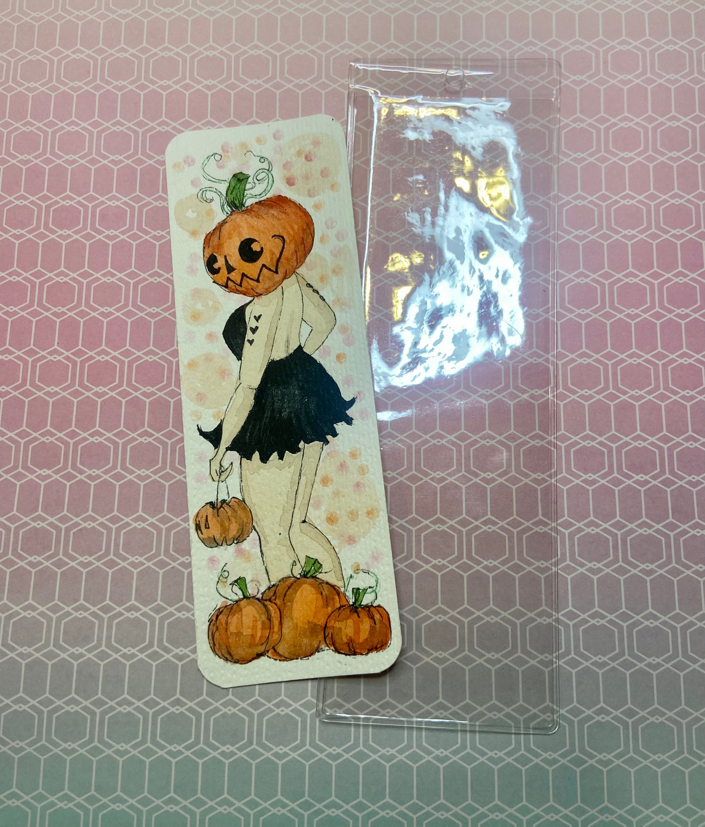 Hand painted Pumpkin Baddie Bookmark Whimsical Charm Book Lovers